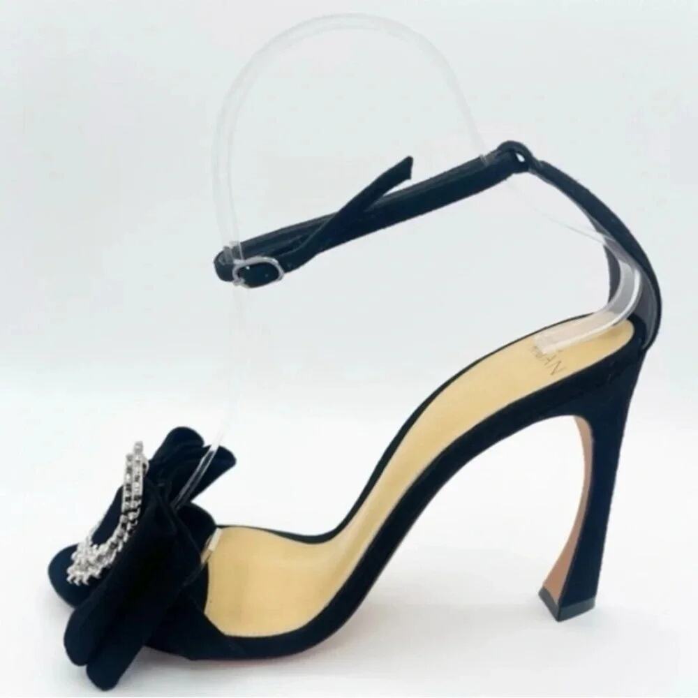 Alexandre Birman Maddie Crystal Bow Black Suede Strappy Heels Sandals EU 39 US 9 - Picture 5 of 11